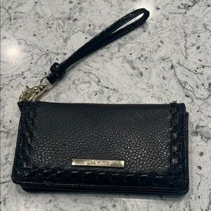 • FINAL - Brahmin Black REAL Leather Wristlet with Gold hardware •